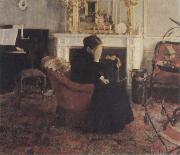 Fernand Khnopff Listingto Music by Schumann Sweden oil painting artist